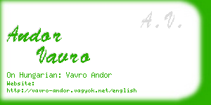andor vavro business card